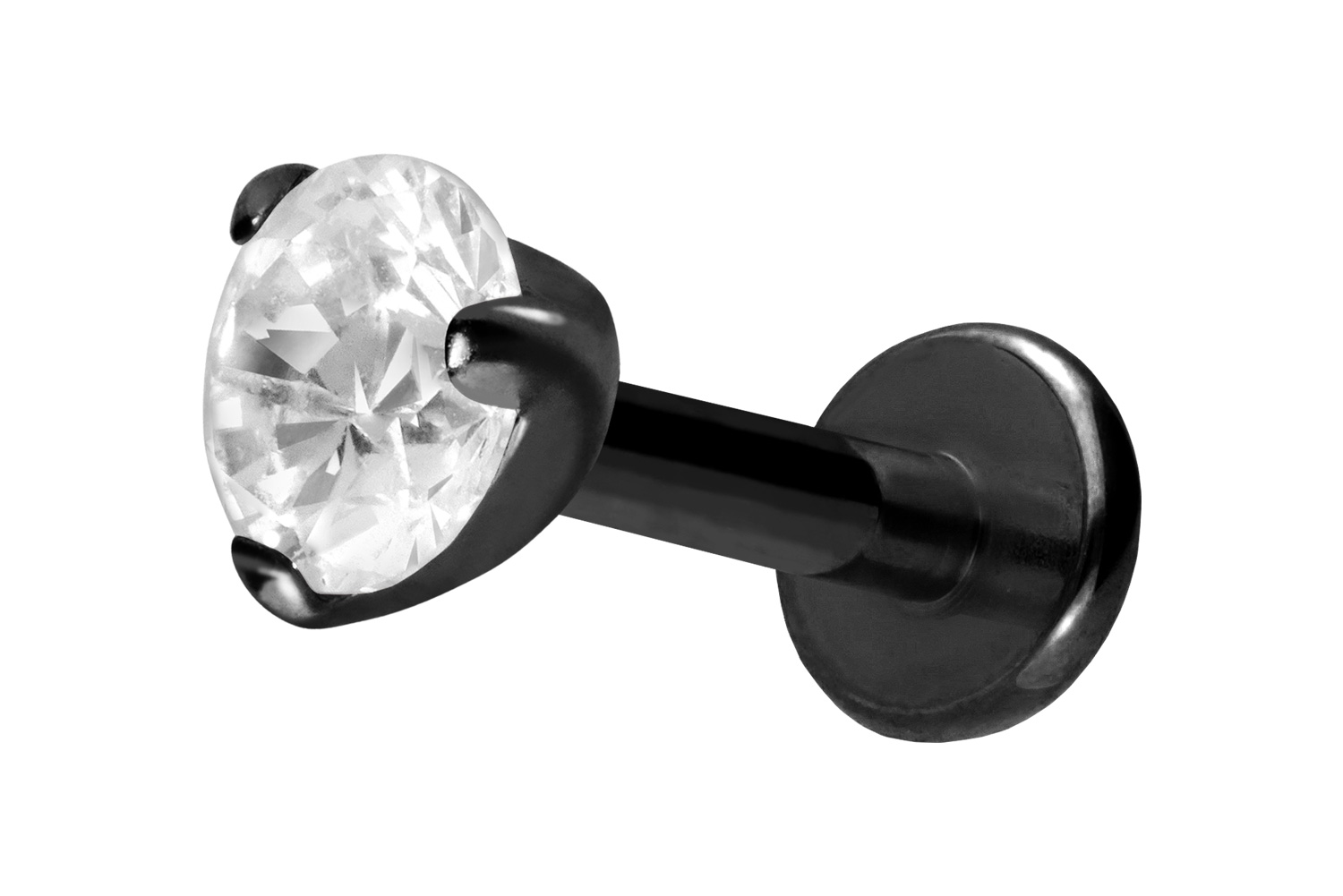 Titan Labret Piercing mit Innengewinde EINGEFASSTER KRISTALL